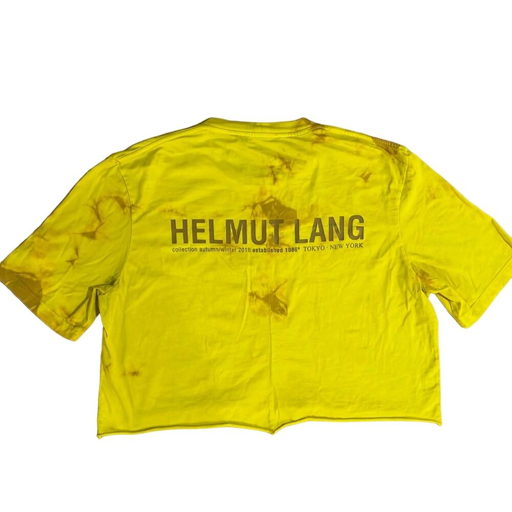 Helmut Lang tie dye cropped yellow T-shirt